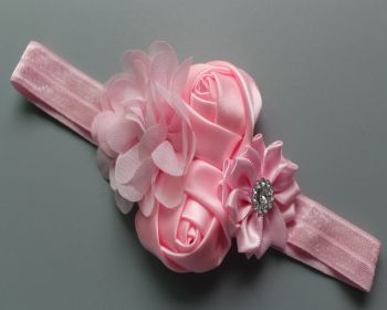 Children's Chiffon Rose Elastic Hair Band (Color: Pink)