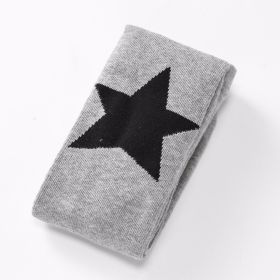 Spring And Autumn New Cotton Five-pointed Star Children Pantyhose Cute Tertiary Color Love Girl Leggings (Option: Gray XINGX-95cm)