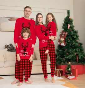 Christmas Family Matching Pajamas Set Christmas Holiday PJs Elk Top Pants Set Pajamas For Family Mom Dad Kids Baby (Option: Red-Mom S)