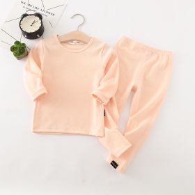 Autumn And Winter New Children's Long-sleeved Thick Pajamas Homewear Suit (Option: Light Pink-80cm)