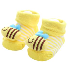 Cotton Cartoon Non-slip Baby Floor Socks (Option: Yellow-One size)