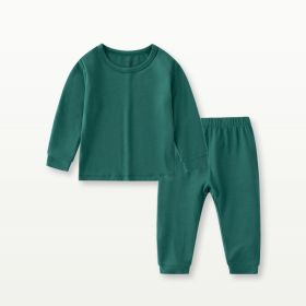 Bamboo Fiber Baby Long Johns Top & Bottom Set Suit (Option: Dark Green-80cm)