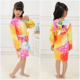 Tenma Bathrobe Flannel New Children's Home Clothes Nightgown (Option: Colored star-10to11Y)