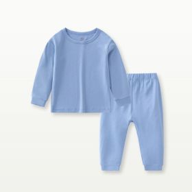 Bamboo Fiber Baby Long Johns Top & Bottom Set Suit (Option: Dark Blue-80cm)