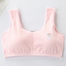 Primary Student Vest Female Junior High  Girl High School  Underwear Pure Cotton Bra (Option: Pink-L)