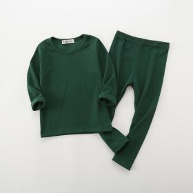 Autumn And Winter New Children's Long-sleeved Thick Pajamas Homewear Suit (Option: Dark Green-130cm)