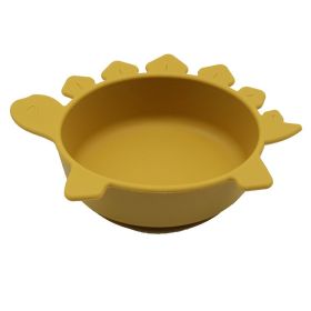 Children's Anti Fall Suction Cup Silicone Bowl (Option: Ginger-Pterosaur)