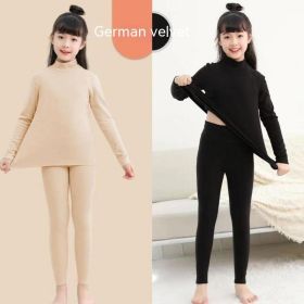 Children's Thermal Underwear Set Dralon Heating (Option: Black And Apricot-120)