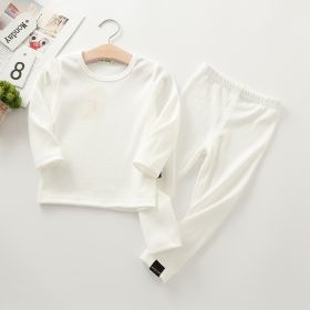 Autumn And Winter New Children's Long-sleeved Thick Pajamas Homewear Suit (Option: White-80cm)