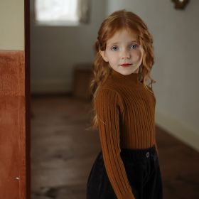 Half Turtleneck Sweater For Girls (Option: Khaki camel-90cm)