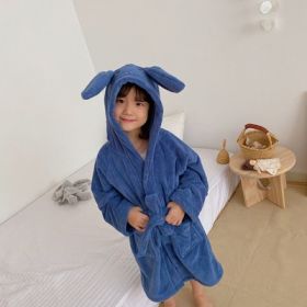 Cartoon Rabbit Hooded Bath Towel (Option: Bathrobe dark blue-M)