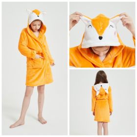 Tenma Bathrobe Flannel New Children's Home Clothes Nightgown (Option: Fox-10to11Y)