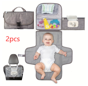 Portable Waterproof Baby Change Pilch (Option: Gray-2PCS)