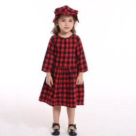 Christmas Sisters And Brothers Autumn Plaid Shirt Long Sleeve Bib Two Piece Set (Option: Female plaid suit-80cm)