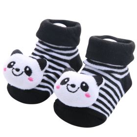 Cotton Cartoon Non-slip Baby Floor Socks (Option: Black-One size)