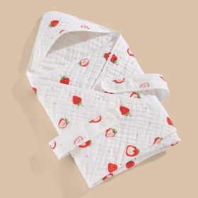 Cotton Gauze Blanket Hooded Keep Warm (Option: Strawberry-Six floors 90x90cm)