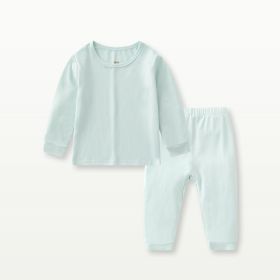 Bamboo Fiber Baby Long Johns Top & Bottom Set Suit (Option: Light Green-80cm)