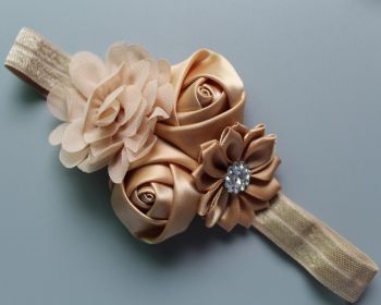 Children's Chiffon Rose Elastic Hair Band (Color: Khaki)