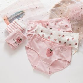 Girls' Cotton Cute Underwear (Option: Pink strawberry-M)