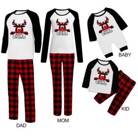 Family Christmas Pajamas Matching Sets Christmas Sleepwear Parent-Child Pjs Outfit For Christmas Holiday Xmas Party (Option: Black and white-Dad XL)