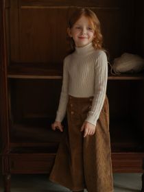 Half Turtleneck Sweater For Girls (Option: Apricot-110cm)