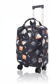 Women's Detachable Trolley Backpack With Canvas Print (Option: Orange black-14inches)