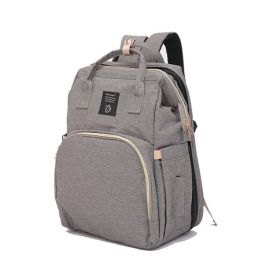 Folding Crib Fashion Maternal And Baby Large-capacity Double Shoulder Dad Backpack (Option: Gray)