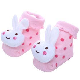 Cotton Cartoon Non-slip Baby Floor Socks (Option: Pink-One size)