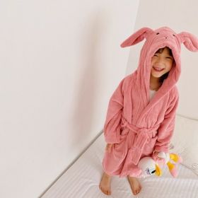 Cartoon Rabbit Hooded Bath Towel (Option: Bathrobe Pink-M)