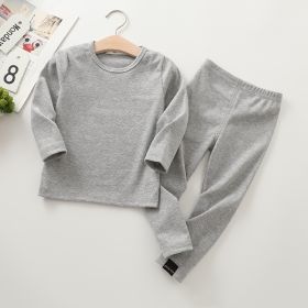 Autumn And Winter New Children's Long-sleeved Thick Pajamas Homewear Suit (Option: Grey-130cm)