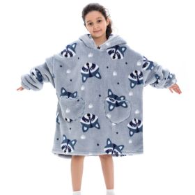 Oversized Thermal Sweatshirt Lazy Sweatshirt Kids (Option: Raccoon warm clothes-One size)