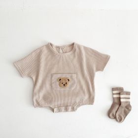 Cute Little Bear Baby Short Sleeved Jumpsuit (Option: Khaki-100cm)