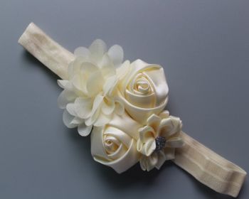 Children's Chiffon Rose Elastic Hair Band (Color: Beige)