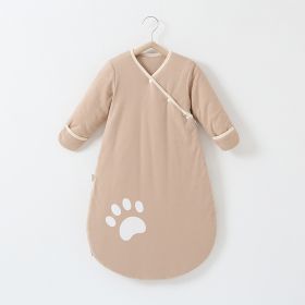 Anti-jump Thickening Of Baby Sleeping Bag In Autumn And Winter (Option: Khaki Palm Print Thickened-M)