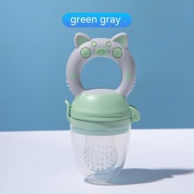 Baby Fruit And Vegetable Complementary Food Teether Baby Fruit Teether Bite Fruit And Vegetable Le Pacifier Silicone Milk (Option: Gray Green M)