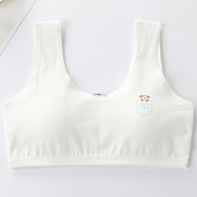 Primary Student Vest Female Junior High  Girl High School  Underwear Pure Cotton Bra (Option: White-L)