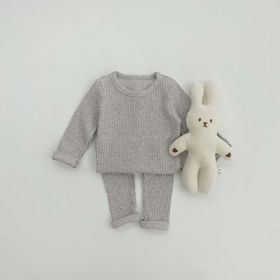 Boys And Girls Baby Pajamas Suit (Option: Grey-90cm)