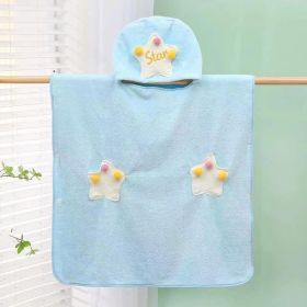 Children's Cartoon Cute High-density Coral Fleece Cloak (Option: Light Blue-70X140cm)