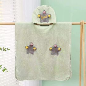 Children's Cartoon Cute High-density Coral Fleece Cloak (Option: Light Green-70X140cm)