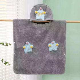 Children's Cartoon Cute High-density Coral Fleece Cloak (Option: Gray-70X140cm)