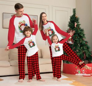 Christmas Parent-Child Clothes Set Long Sleeve T-Shirt Plaid Pants Family Matching Pajamas (Option: Red-Mom 4XL)