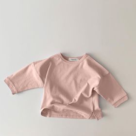 Baby Long Sleeve Candy Color Bottoming Shirt (Option: Pink-73CM)