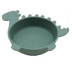 Children's Anti Fall Suction Cup Silicone Bowl (Option: Fir green-Tyrannosaurus Rex)