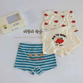 Three-piece Set Children's Underwear Modal Printing Baby Kindergarten Boxer Shorts (Option: Bed Bear-110cm)