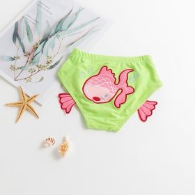 Baby Swimming Trunks Cute Embroidered Double Deck 1-3 Year Old Boys And Girls Learn Swimming Briefs Bathing Suit (Option: B fluorescent goldfish-S within18catties)