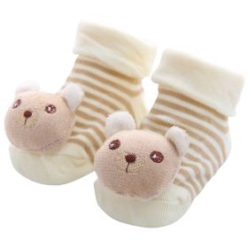 Cotton Cartoon Non-slip Baby Floor Socks (Option: Beige-One size)