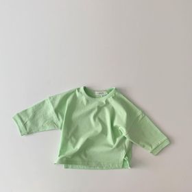 Baby Long Sleeve Candy Color Bottoming Shirt (Option: Green-100cm)