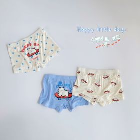 Three-piece Set Children's Underwear Modal Printing Baby Kindergarten Boxer Shorts (Option: Skateboard Bear-110cm)