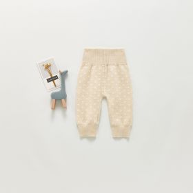 Children's Cotton Knitted Wool Polka Dot Pants (Option: Apricot-90cm)