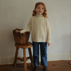 Girls' Wool Blended Base Sweater Top (Option: Apricot-90cm)